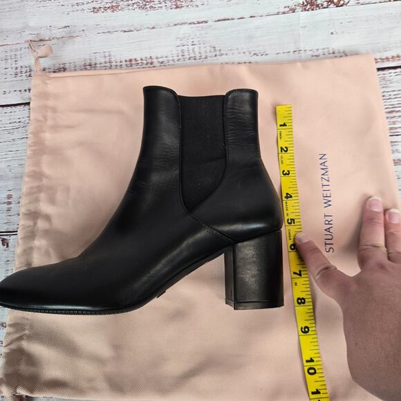 Stuart Weitzman YULIANA 60 Black Leather Stretch Ankle Boots Size US 8B dust bag - Picture 10 of 12